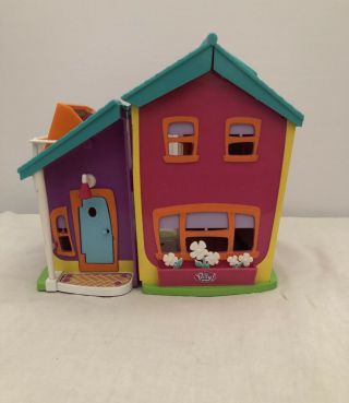 Polly Pocket House With Elevator 2002 Pink Purple Teal With Handle Opens Up