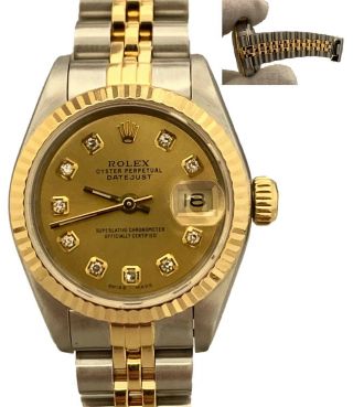 Rolex Datejust 18k Yellow Gold & Steel Jubilee 26mm Diamond Dial 69173 Watch