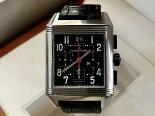 Jaeger Lecoultre Reverso Squadra Chronograph Gmt Steel Watch - Box/papers -