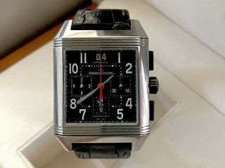 JAEGER LECOULTRE REVERSO SQUADRA CHRONOGRAPH GMT STEEL WATCH - BOX/PAPERS - 2