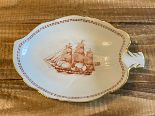 Vintage Spode Copeland Trade Winds White Diamond Liner Red Pickle Relish Dish