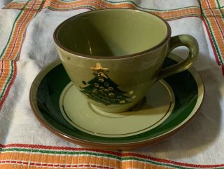 Vintage Stangl Jewelled Christmas Tree Cup And Saucer Nwt
