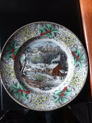 Adams Winter Scenes " A Home In The Wilderness " Dinner Plate 10.  5 "