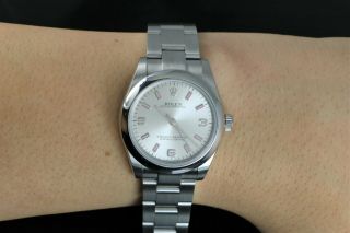 Ladies Rolex 31mm Oyster Perpetual Stainless Steel Pink Marker Wrist Watch 17720 3