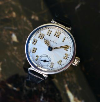 A RARE VINTAGE 1922 LARGE SIZE GENTS BRITISH MILITARY ROLEX TRENCH WRISTWATCH 2