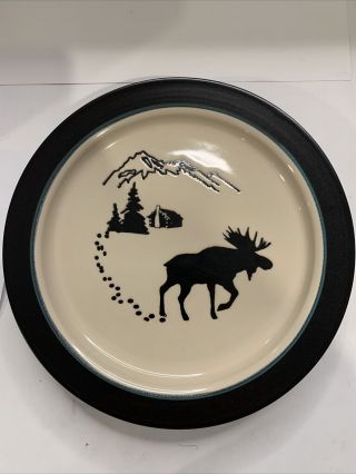 Bass Pro Shop Dinner Plate Stoneware Moose In The Woods 10.  5” Set Of 4.