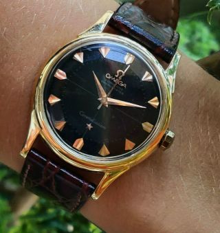 STUNNING RARE OMEGA CONSTELLATION PIE PAN 18K SOLID GOLD BLACK DIAL 2