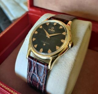 STUNNING RARE OMEGA CONSTELLATION PIE PAN 18K SOLID GOLD BLACK DIAL 4