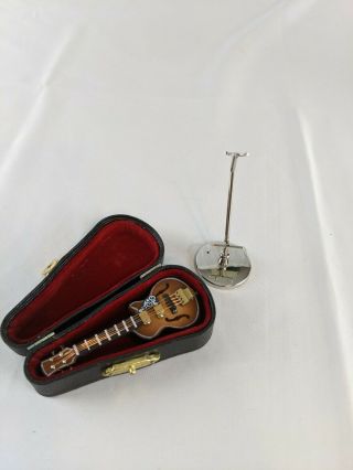 Dollhouse Miniature 1:12 Scale Guitar With Case & Stand.  Us Based Fast Ship