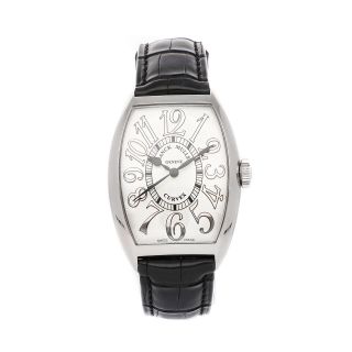 Franck Muller Cintree Curvex Auto White Gold Mens Strap Watch 5850 Sc Relief