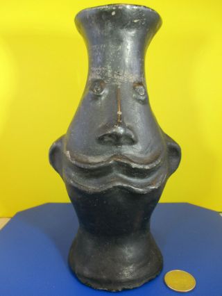 Vintage Ugly Jug/grotesque Pottery Matte Black