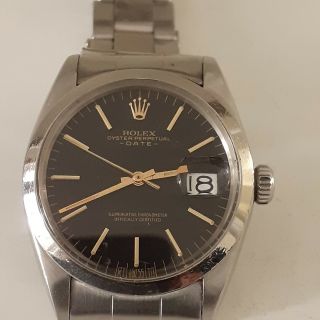 Rolex Oyster Perpetual Date Steel Automatic 34 Mm Black Watch 1500 Circa 1966