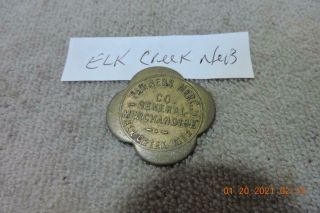Antique Brass Good For Trade Token Farmers Merc Co Coop Elk Creek Nebr