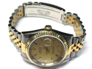 ROLEX MENS DATEJUST TWO TONE QUICK DATE 16233 CHAMPAGNE DIAL 36MM FLUTED BEZEL 3