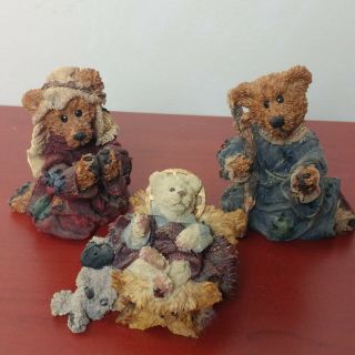 Boyds Bears Nativity Series 1 Neville,  Teresa And Baldwin As Jesus,  Mary,  Joseph