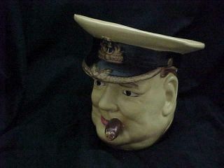 Vintage Toby Jug Of Sir Winston Churchill W/ Cigar Marked Made In England - - Fab