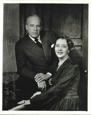 Lynn Fontanne & Alfred Lunt Vintage Signed Photo Actress Actor Broadway