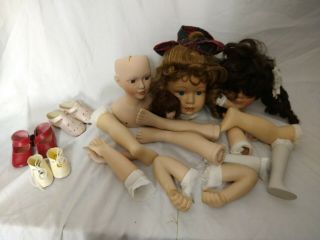 Porcelain Doll Parts Heads Legs Arms And Shoes.  Craft Diy Repair