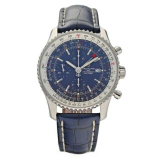 Breitling A24322 Navitimer Blue Dial 46mm Chrono Leather Automatic Men 