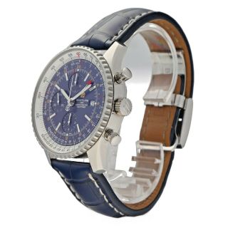 Breitling A24322 Navitimer Blue Dial 46mm Chrono Leather Automatic Men ' s Watch 2