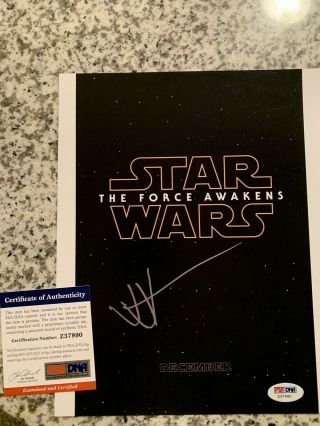 Jj Abrams Signed Star Wars Force Awakens Poster 8x11” Autograph W/