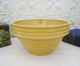 Antique Primitive Ribbed Beehive Yellow Ware Mixing Bowl 8 " Vintage Ringware