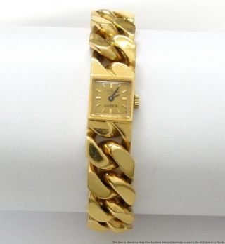 Midcentury Chopard 18k Wrist Watch Heavy Gold Curb Link Bracelet 117gr Vintage