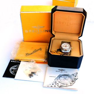 Breitling Chronomat 18k Gold & Steel White Index Wristwatch B13352