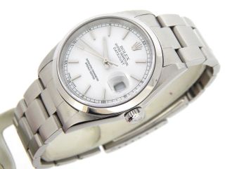 Rolex Datejust Mens Stainless Steel Watch Sapphire Oyster Band White Dial 16200 2