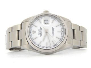 Rolex Datejust Mens Stainless Steel Watch Sapphire Oyster Band White Dial 16200 3