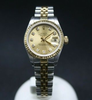 Rolex Lady - Datejust 79173 26mm SS/18K GOLD/DIAMOND Dial Jubilee Bracelet Watch 2