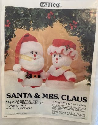Santa & Mrs.  Claus 1978 Rabco Craft Doll Making Kit Kvc4293 Approx 12 " High Nos