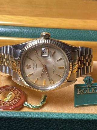 Vintage Rolex Datejust 1603 Stainless Steel Gold 100 Swiss Only