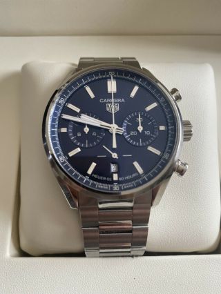 Tag Heuer Carrera Chronograph 02 Blue Dial Stainless Steel Watch Cbn2011.  Ba0642