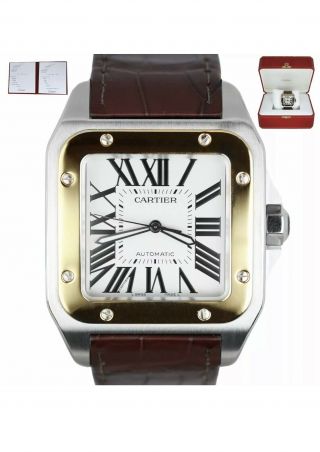 Cartier Santos 100 Xl Two - Tone 18k Gold 38mm Auto 3774 W20072x7 Box And Papers