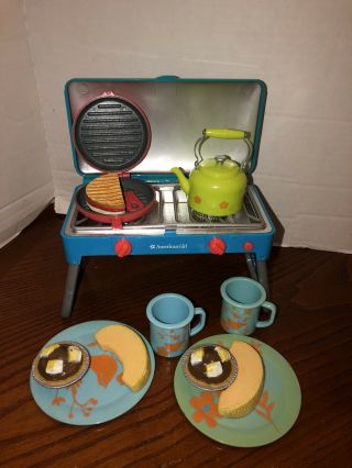 American Girl Doll Camp Treats Set - Grill,  Food,  Kettle,  Plates,  Mugs,  Pue