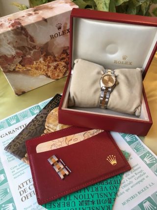 Lady Rolex 18k Gold/stainless Steel Oyster Perpetual 67183 Rolex Cert 24 Months