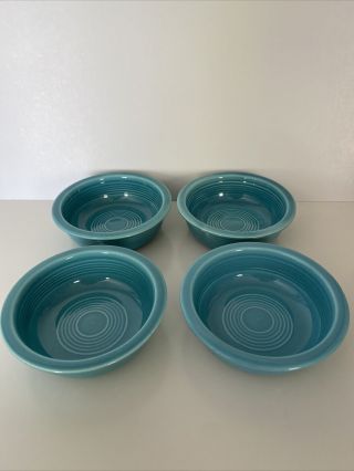 Set Of 4 Vintage Fiestaware 5 1/2 " Fruit Bowls Turquoise Blue Fiesta