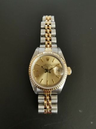 Vintage Ladies Rolex Datejust 69173 Wristwatch 18k Gold & Stainless