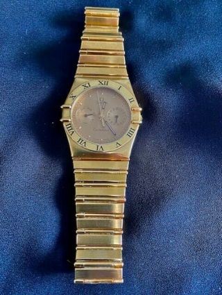 18k Solid Yellow Gold Mens Omega Constellation Watch