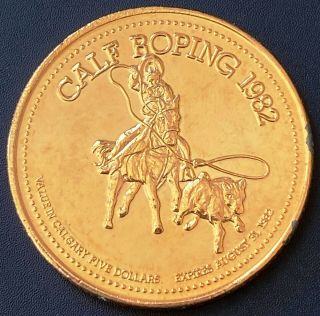 1982 Calgary Stampede Token $1 Trade Dollar - Calf Roping Coin