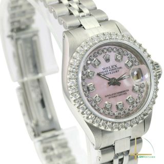 Rolex Datejust Lady Pink Mother Of Pearl Diamond Watch Steel Jubilee Band