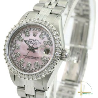 Rolex Datejust Lady Pink Mother of Pearl Diamond Watch Steel Jubilee Band 2