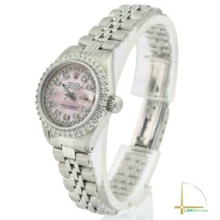 Rolex Datejust Lady Pink Mother of Pearl Diamond Watch Steel Jubilee Band 5