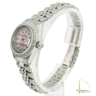 Rolex Datejust Lady Pink Mother of Pearl Diamond Watch Steel Jubilee Band 6
