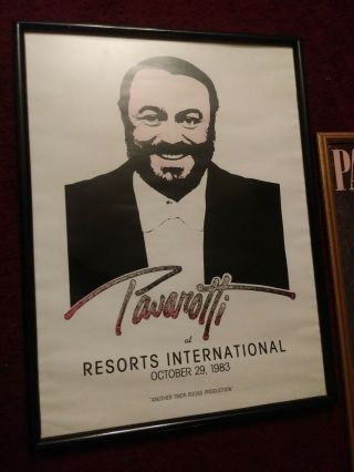 Framed Poster Of Luciano Pavarotti Resorts International 1983