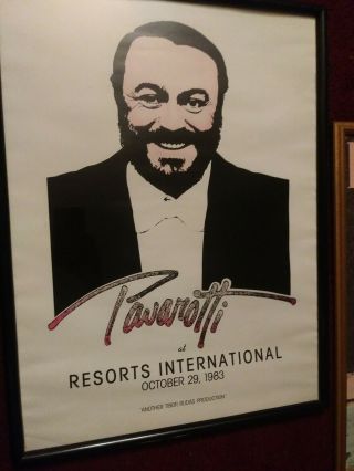 FRAMED POSTER OF LUCIANO PAVAROTTI Resorts International 1983 3