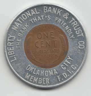 Liberty National Bank & Trust 1958 D Encased Cent Coin Penny Omaha Nebraska 47