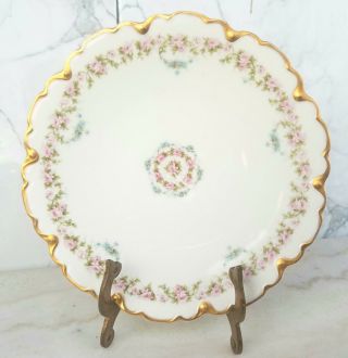 Antique Limoges Porcelain Floral Gold Plate Scalloped Rim Theodore Haviland