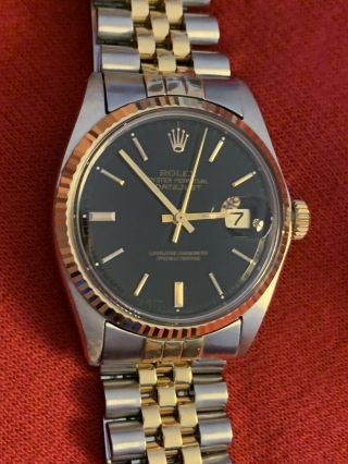 Rolex Datejust 36mm Two Tone Jubilee Just Service And Replace 18k Rolex Crown